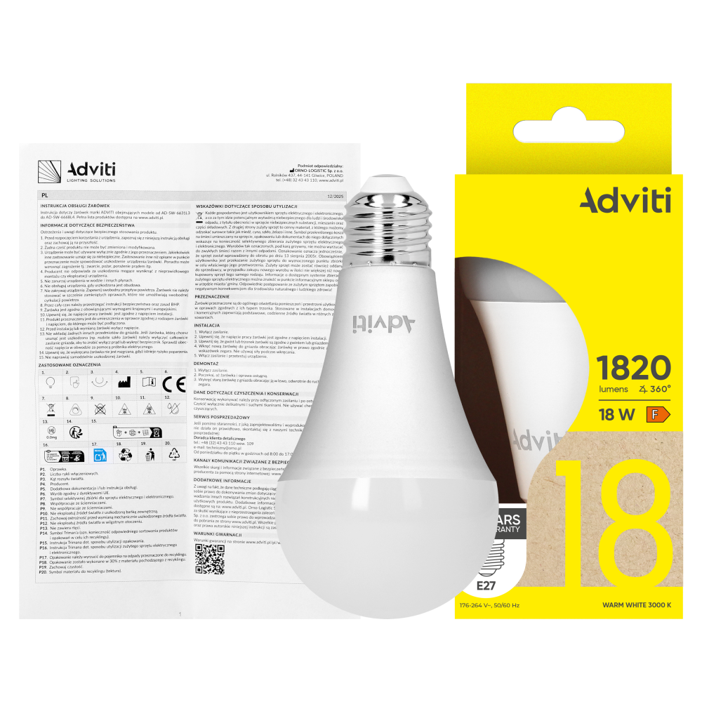 LED bulb E27 A70 18 W 1820 lm 3000 K