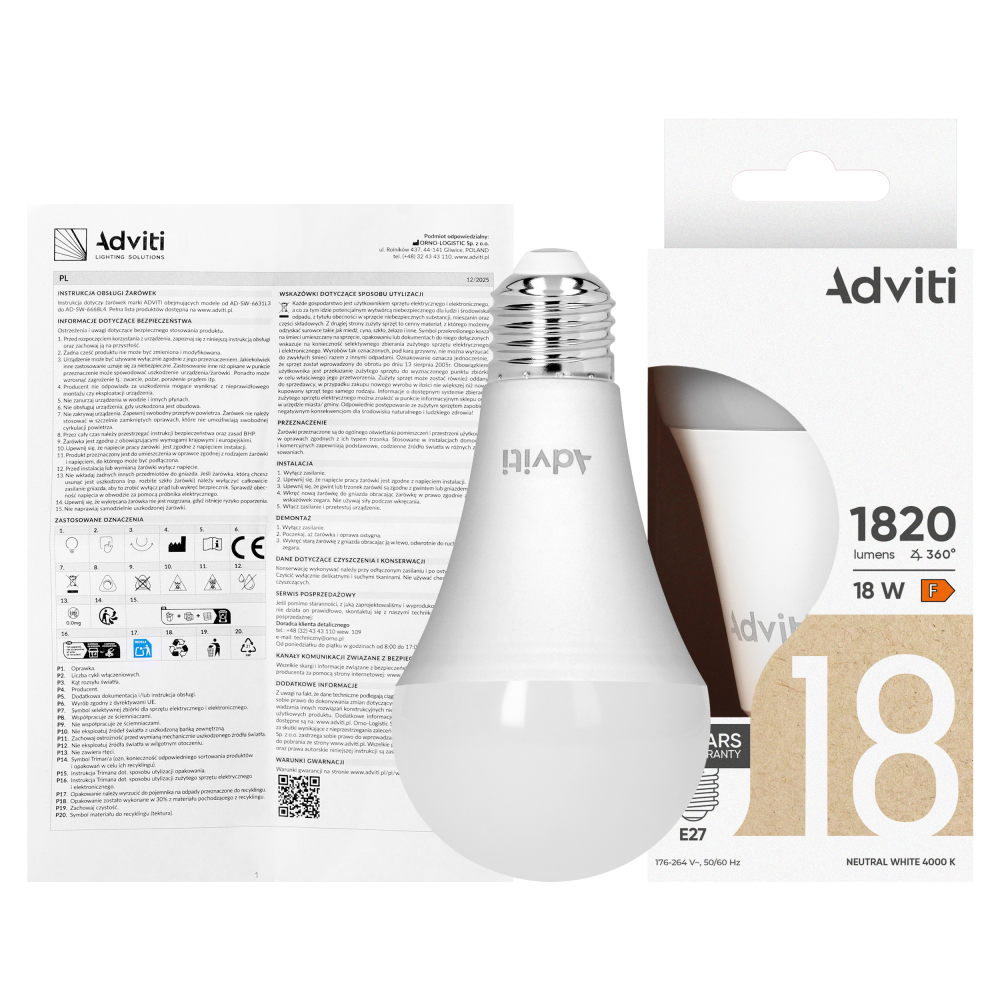 Żarówka LED E27 A70 18 W 1820 lm 4000 K