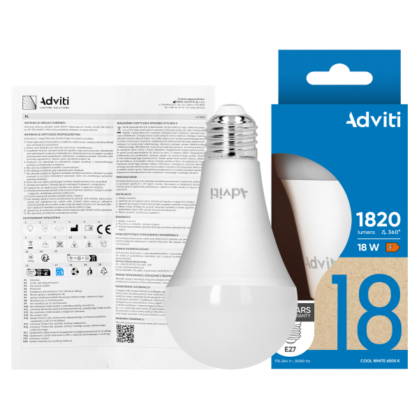 LED bulb E27 A70 18 W 1820 lm 6500 K