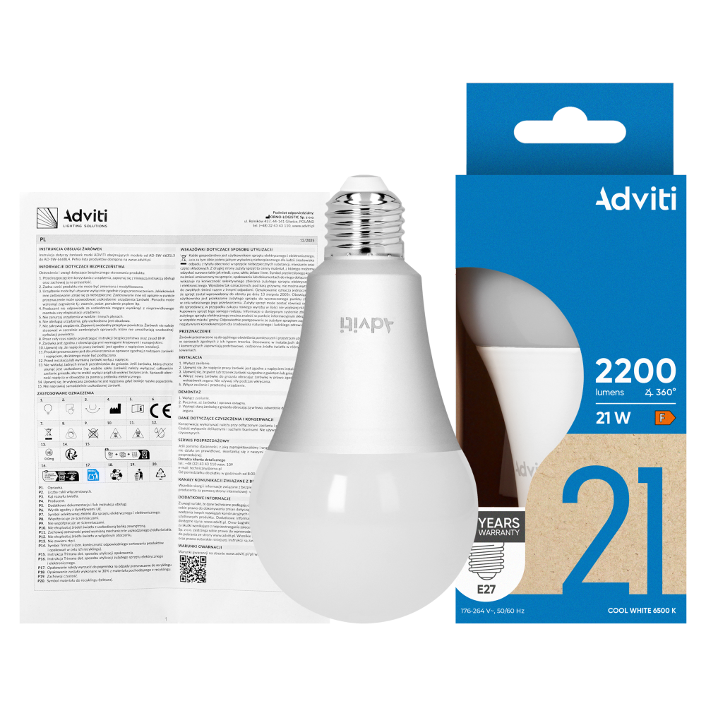 LED bulb E27 A80 21 W 2200 lm 6500 K