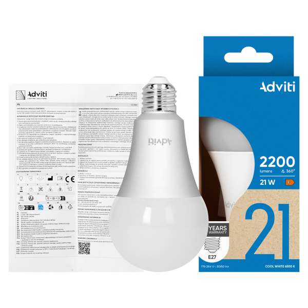 Żarówka LED E27 A80 21 W 2200 lm 6500 K