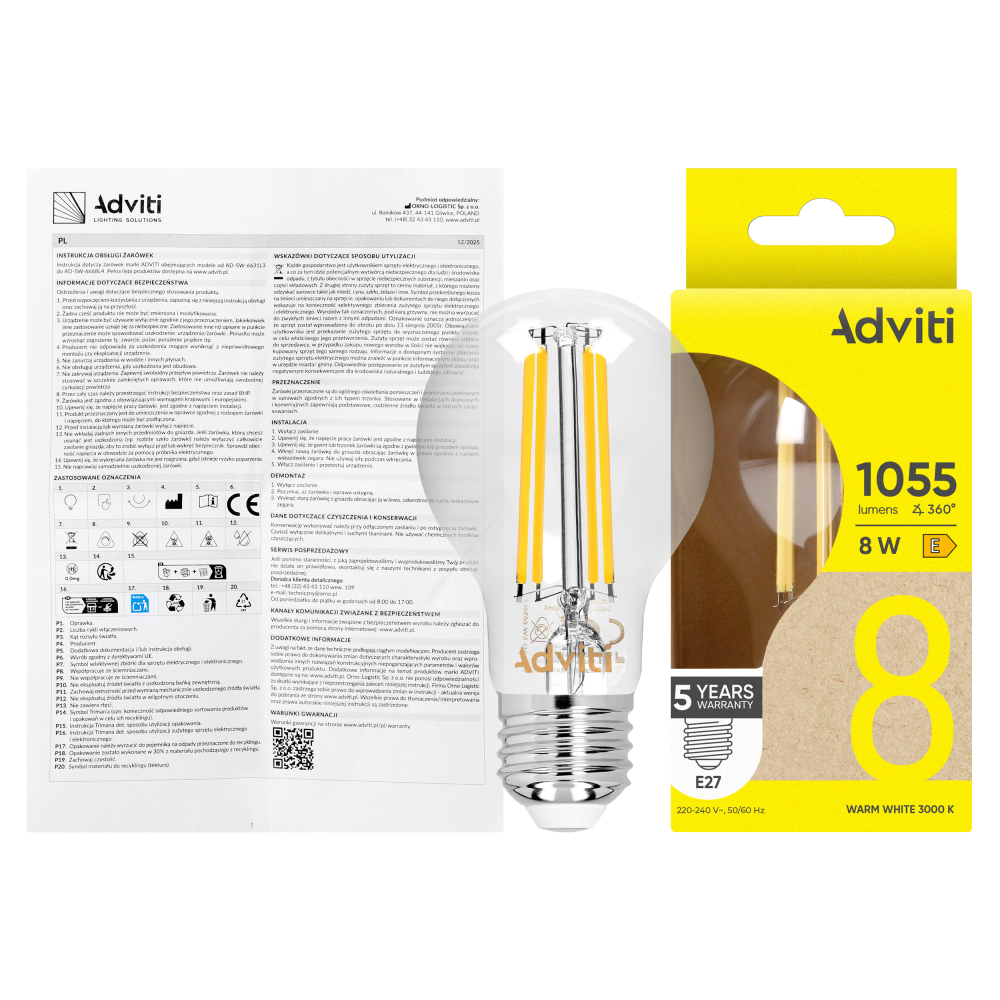 LED bulb FILAMENT C E27 A60 8 W 1055 lm 3000 K