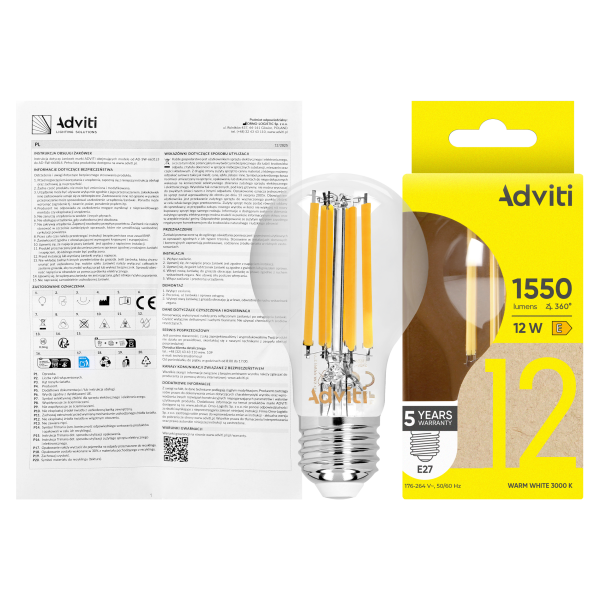 LED bulb FILAMENT C E27 A60 12 W 1550 lm 3000 K