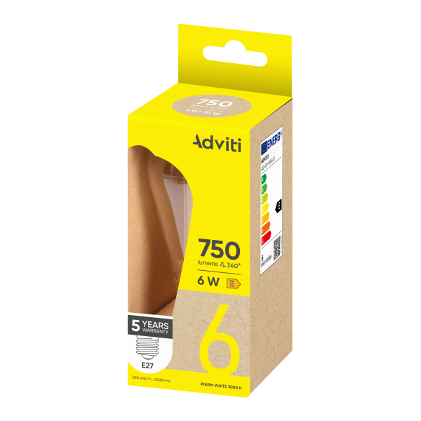 LED bulb FILAMENT C E27 ST64 6 W 750 lm 3000 K