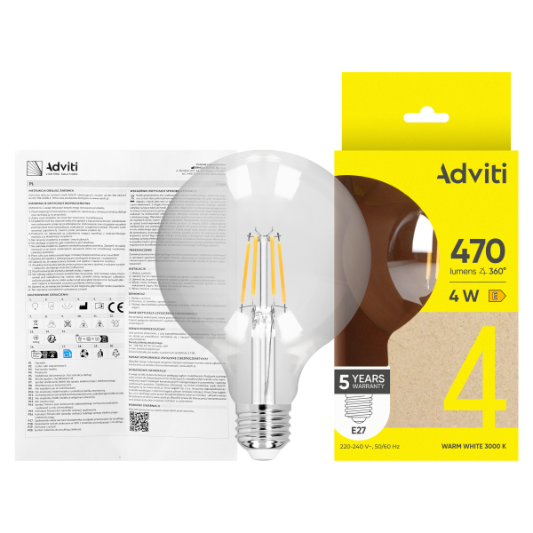 LED bulb FILAMENT C E27 G95 4 W 470 lm 3000 K