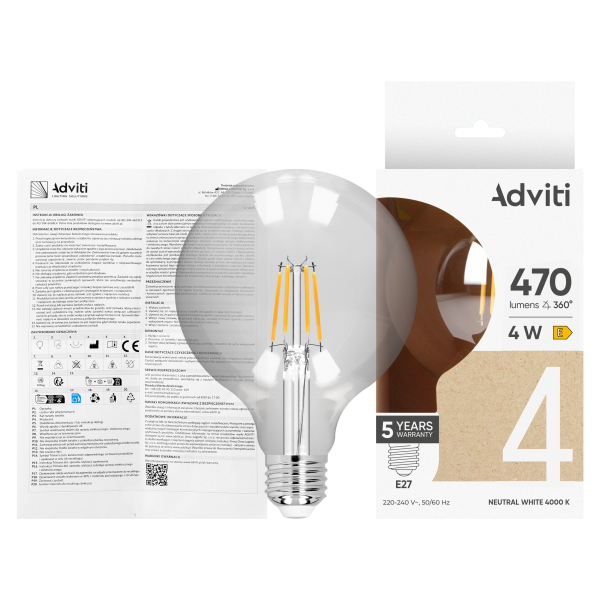 LED bulb FILAMENT C E27 G95 4 W 470 lm 4000 K