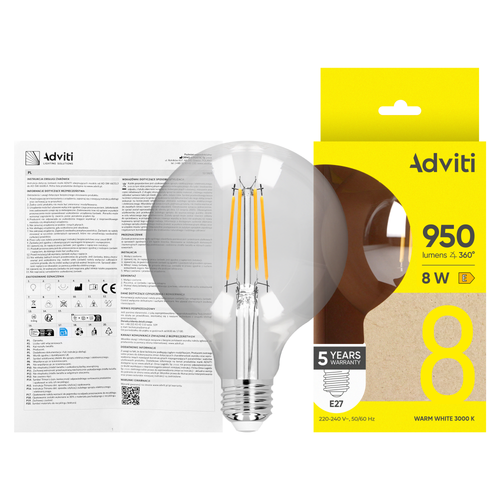 LED bulb FILAMENT C E27 G95 8 W 950 lm 3000 K