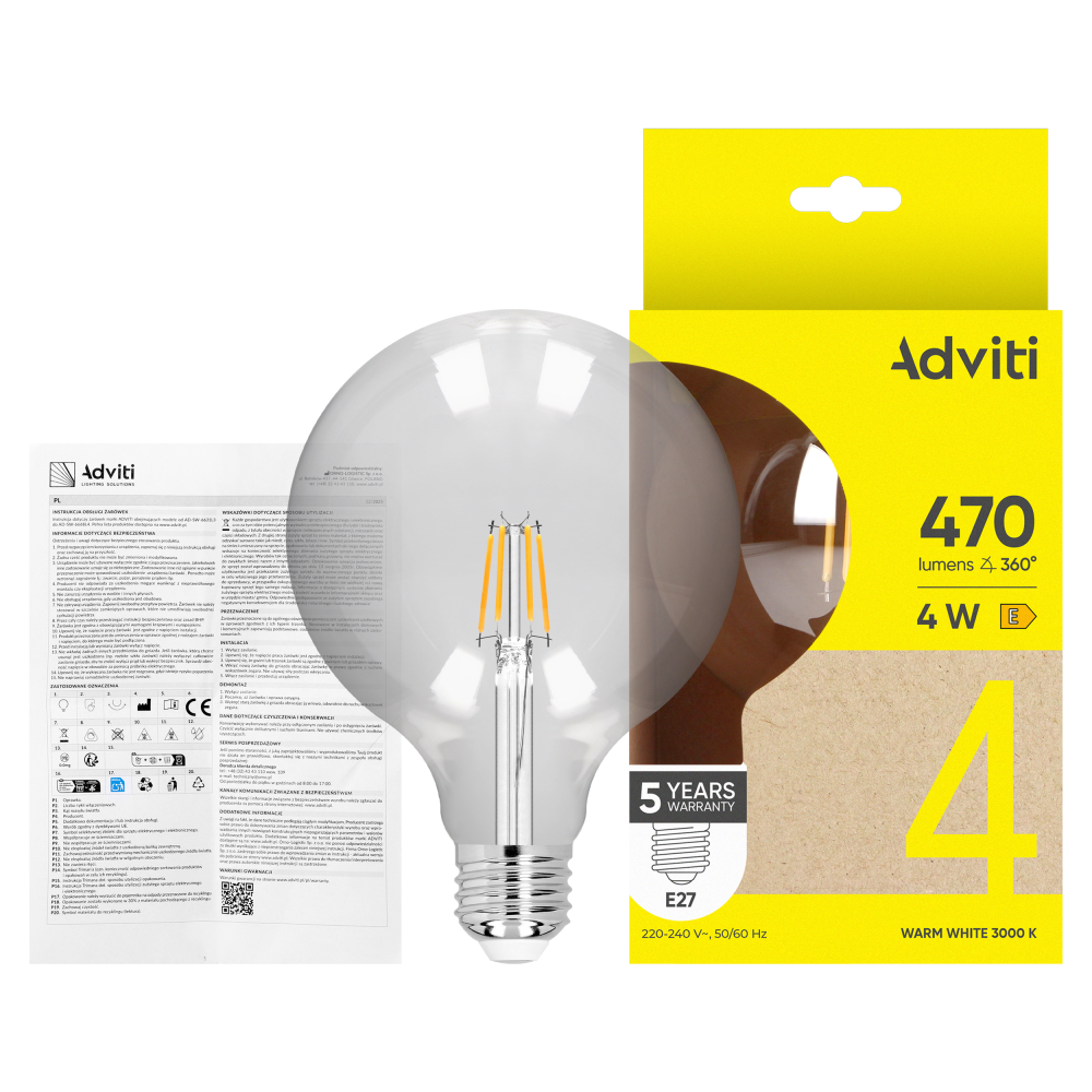 LED bulb FILAMENT C E27 G125 4 W 470 lm 3000 K