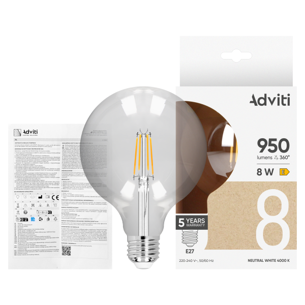 LED bulb FILAMENT C E27 G125 8 W 950 lm 4000 K