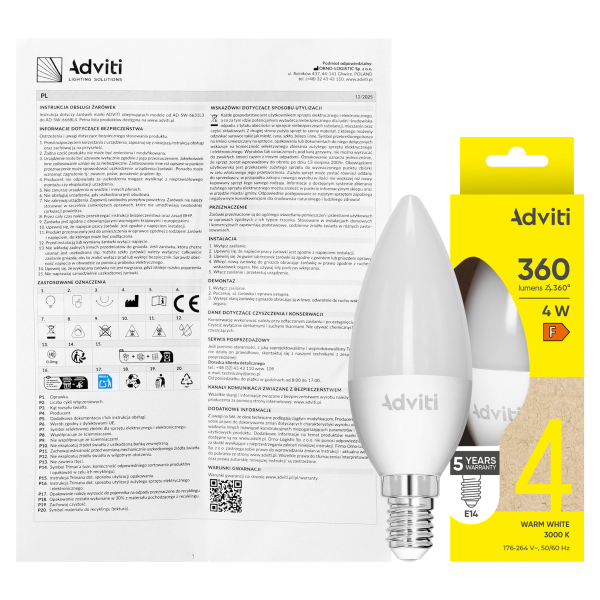 LED bulb E14 C37 4 W 360 lm 3000 K