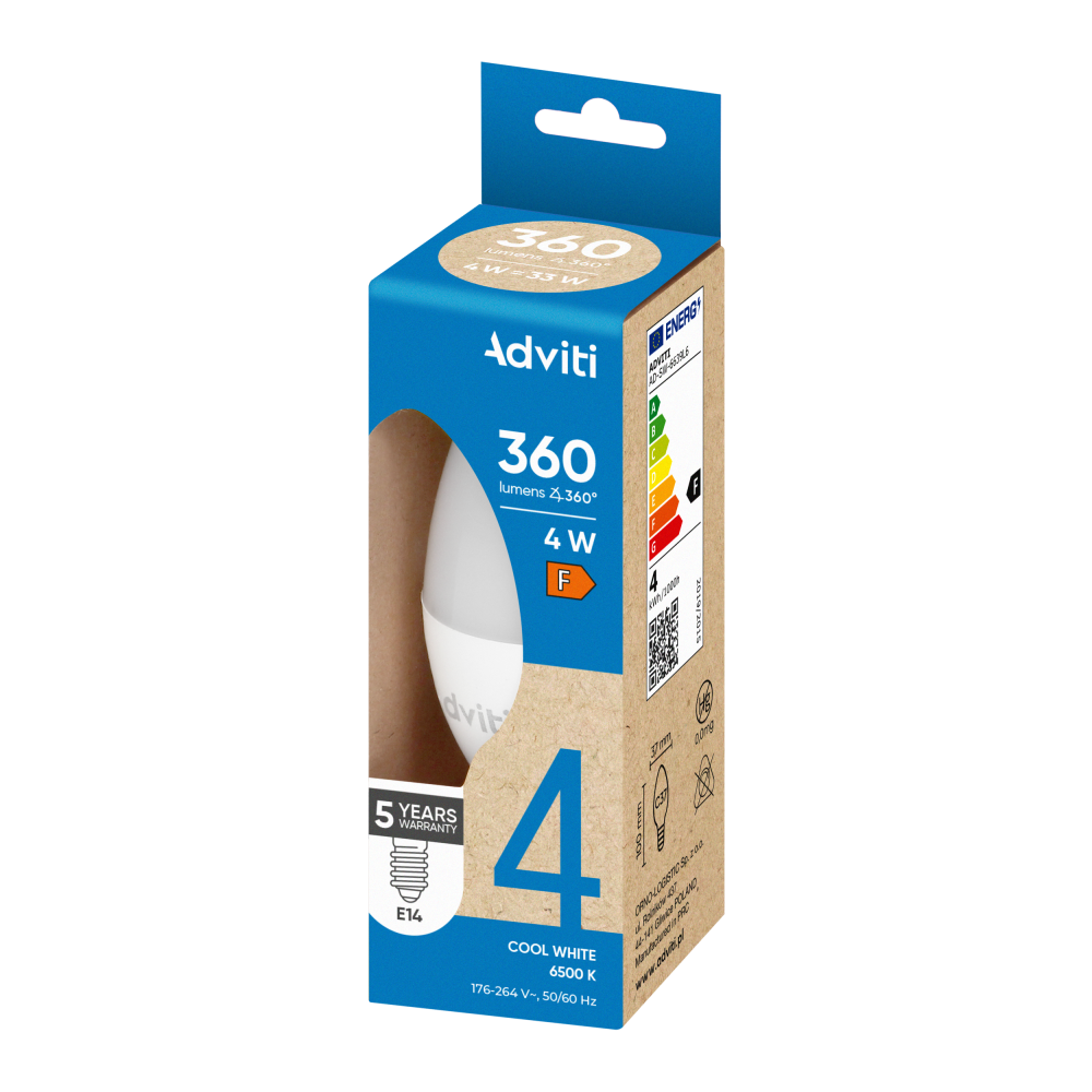 LED bulb E14 C37 4 W 360 lm 6500 K