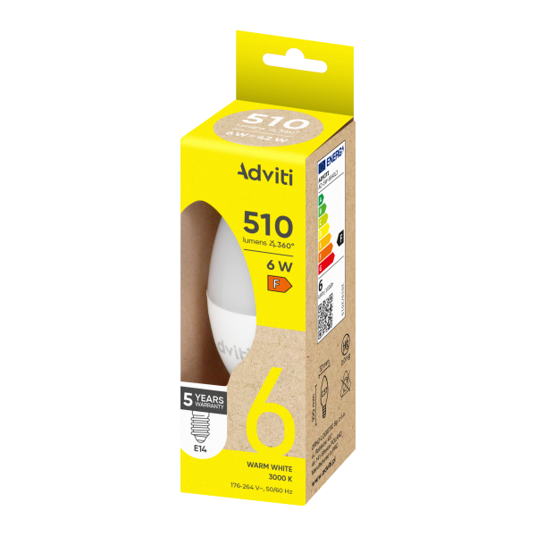 LED bulb E14 C37 6 W 510 lm 3000 K