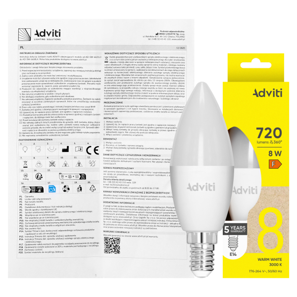 LED bulb E14 C37 8 W 720 lm 3000 K