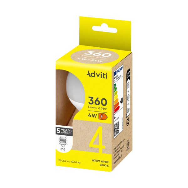 Żarówka LED E14 G45 4 W 360 lm 3000 K