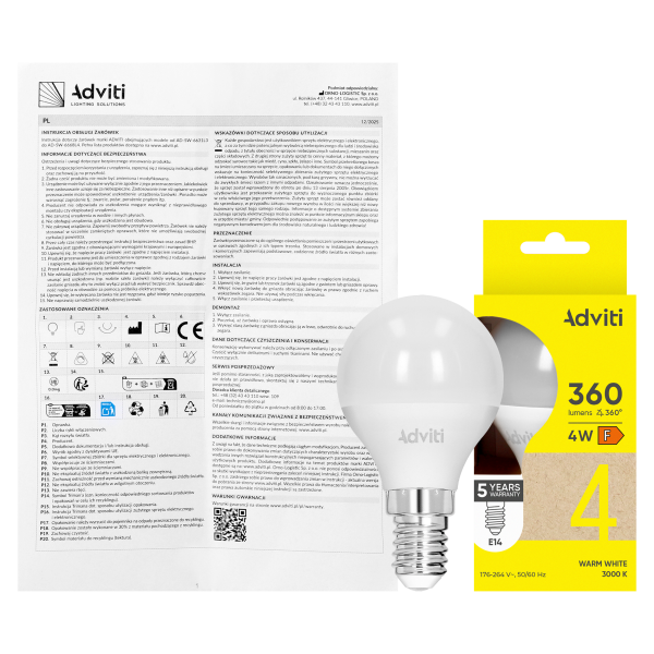 LED bulb E14 G45 4 W 360 lm 3000 K