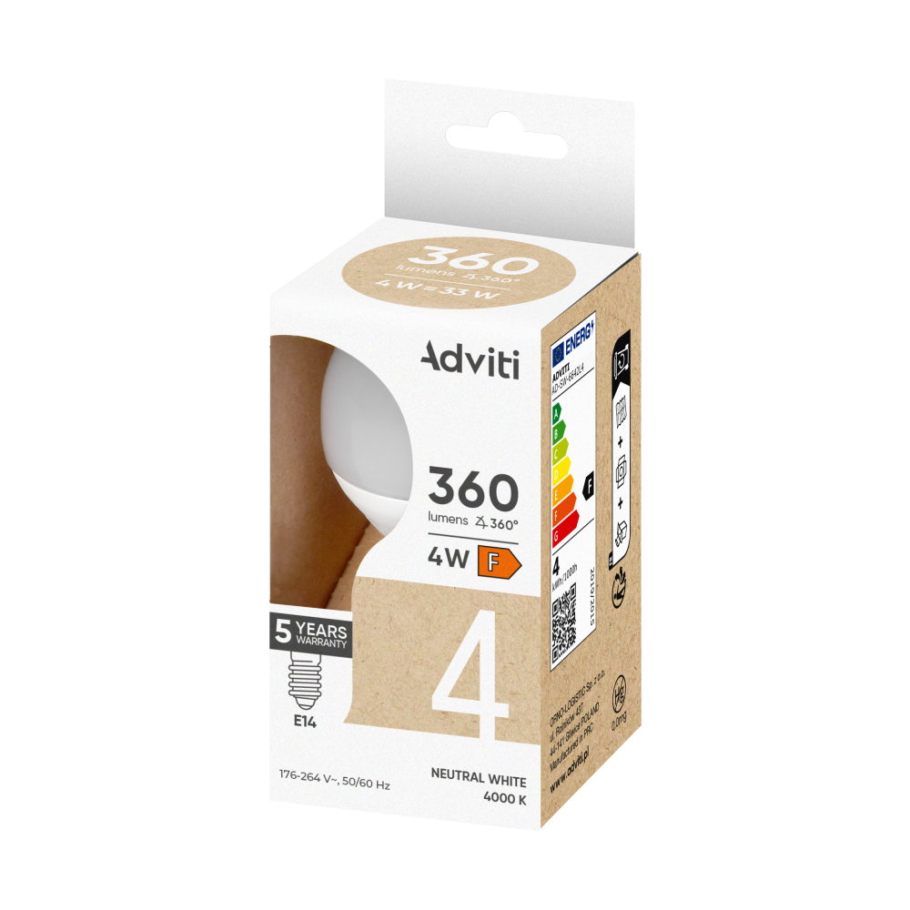 LED bulb E14 G45 4 W 360 lm 4000 K