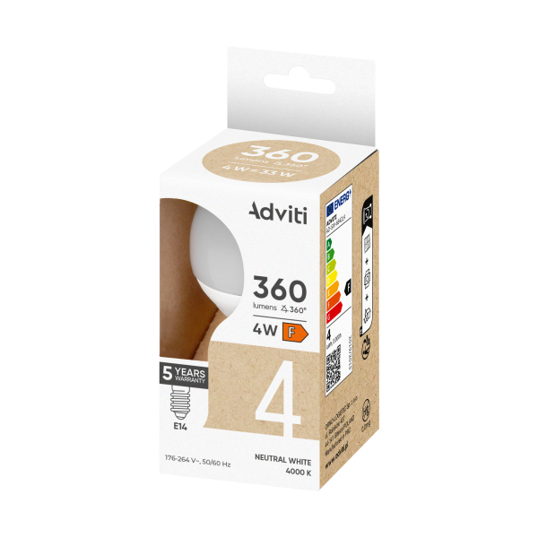LED bulb E14 G45 4 W 360 lm 4000 K