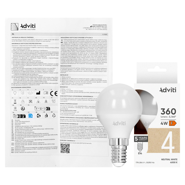 LED bulb E14 G45 4 W 360 lm 4000 K