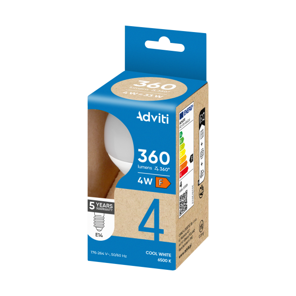 Żarówka LED E14 G45 4 W 360 lm 6500 K