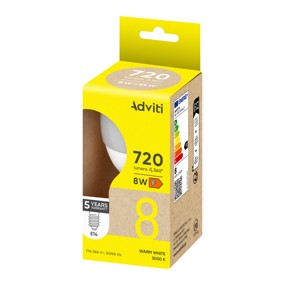 Żarówka LED E14 G45 8 W 720 lm 3000 K