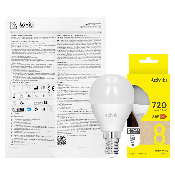 LED bulb E14 G45 8 W 720 lm 3000 K