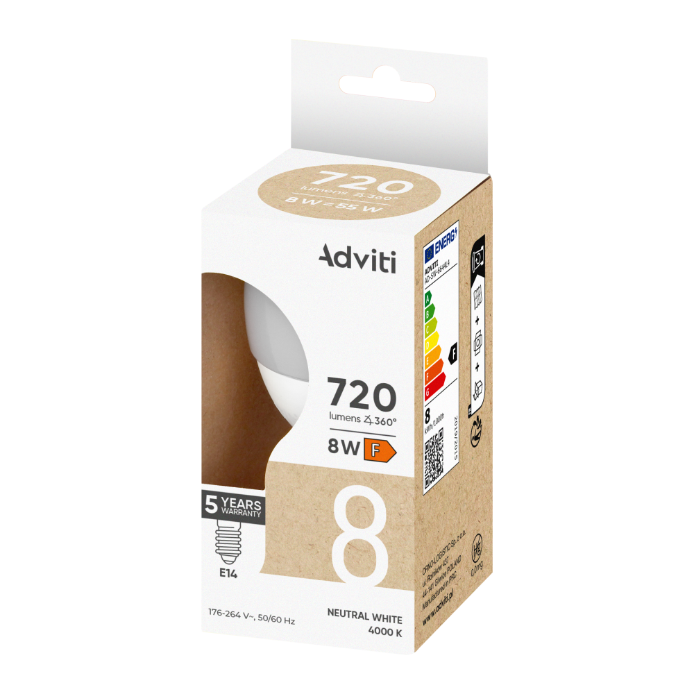 LED bulb E14 G45 8 W 720 lm 4000 K