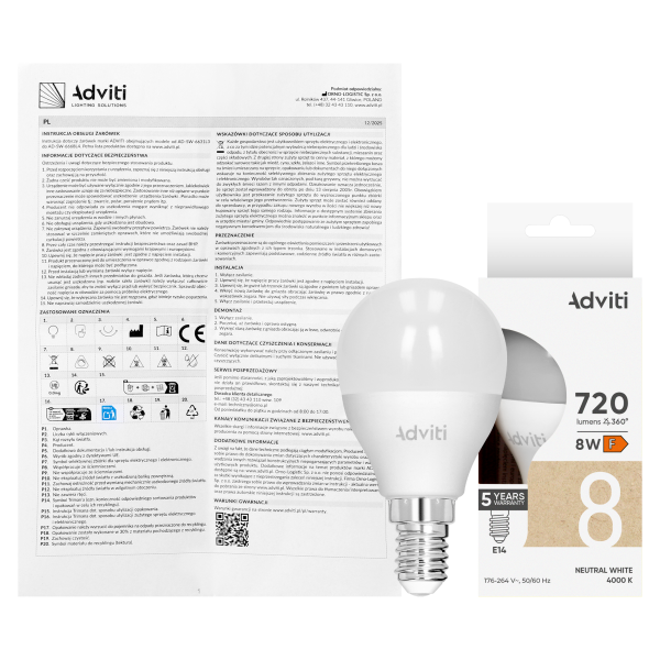 LED bulb E14 G45 8 W 720 lm 4000 K