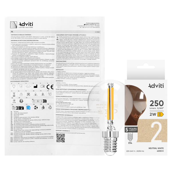 LED bulb FILAMENT C E14 G45 2 W 250 lm 4000 K