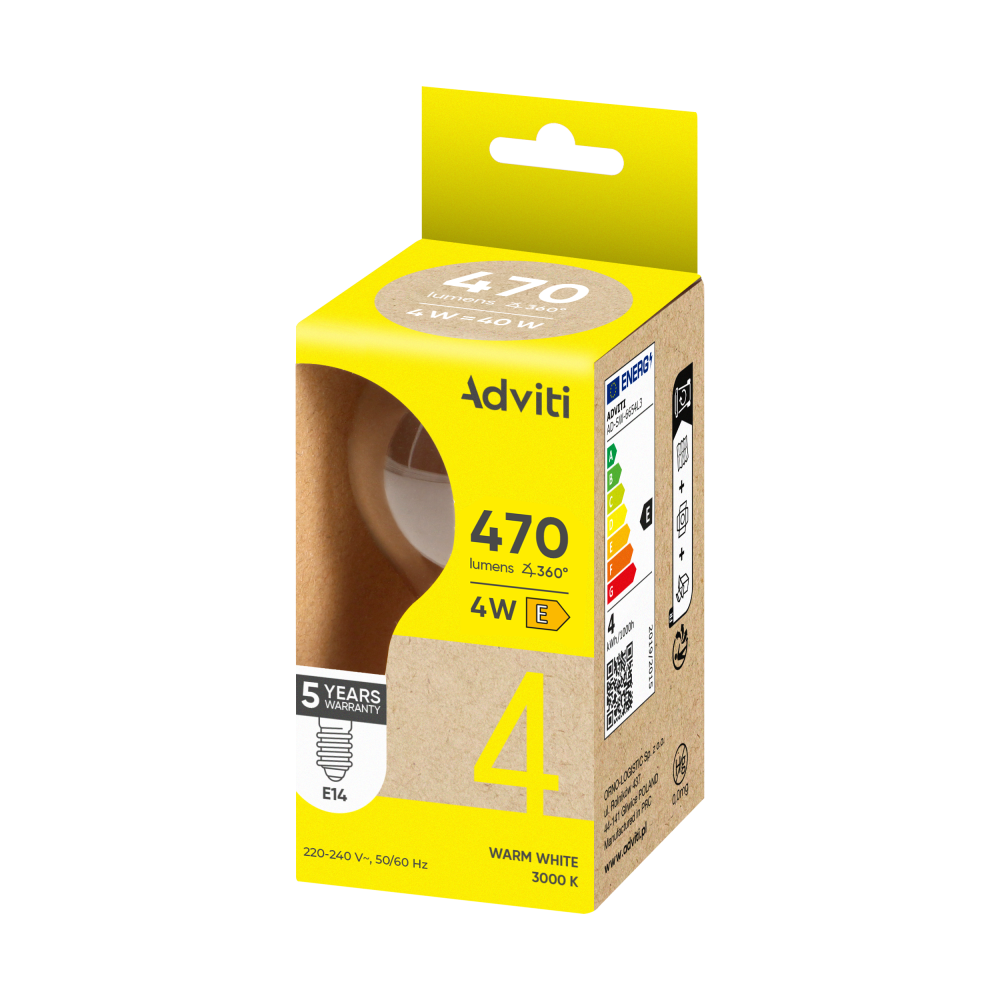 LED bulb FILAMENT C E14 G45 4 W 470 lm 3000 K