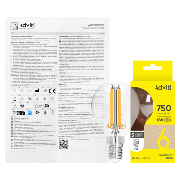 LED bulb FILAMENT C E14 G45 6 W 750 lm 3000 K