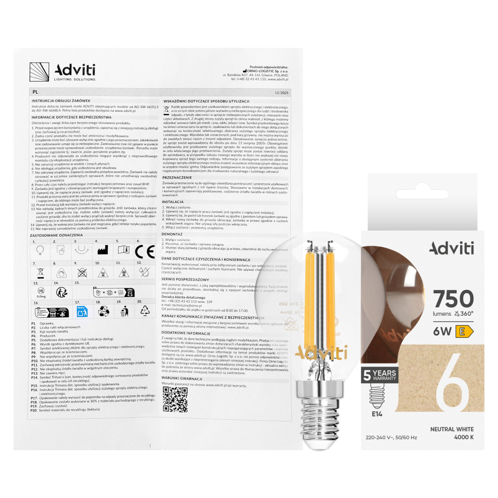 LED bulb FILAMENT C E14 G45 6 W 750 lm 4000 K