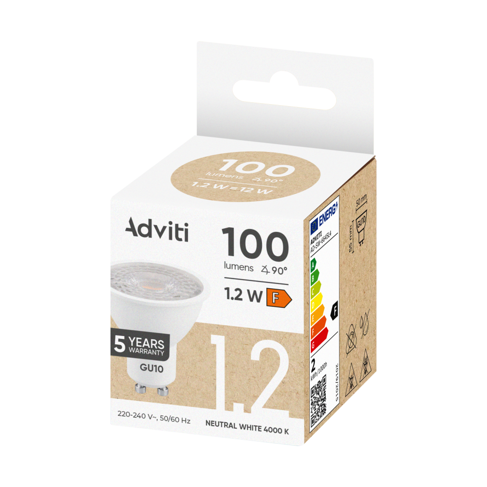 Żarówka LED GU10 1,2 W 100 lm 4000 K 38° 