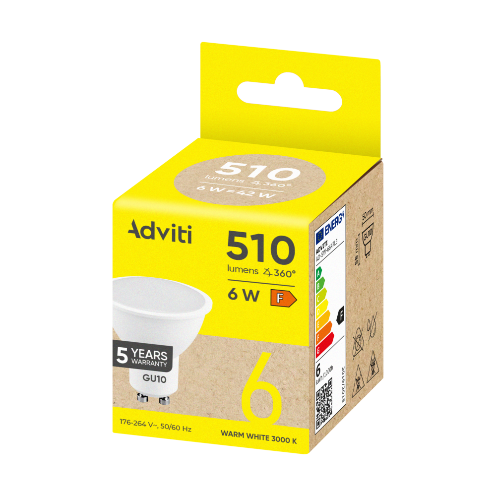 LED bulb GU10 6 W 510 lm 3000 K 