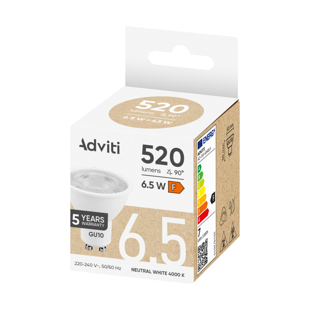 Żarówka LED GU10 6,5 W 520 lm 4000 K 60° DIMM  