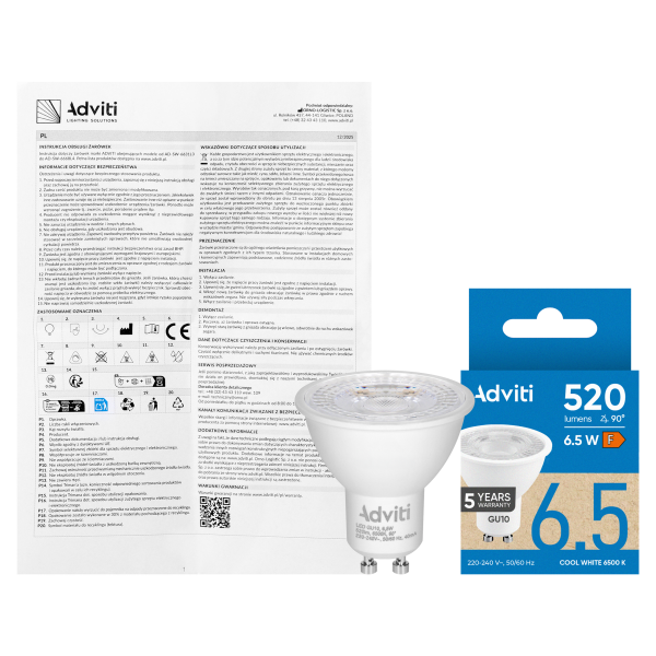 LED bulb GU10 6.5 W 520 lm 6500 K 60° DIMM  