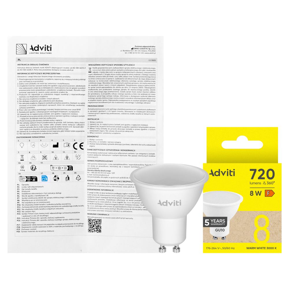 LED bulb GU10 8 W 720 lm 3000 K 
