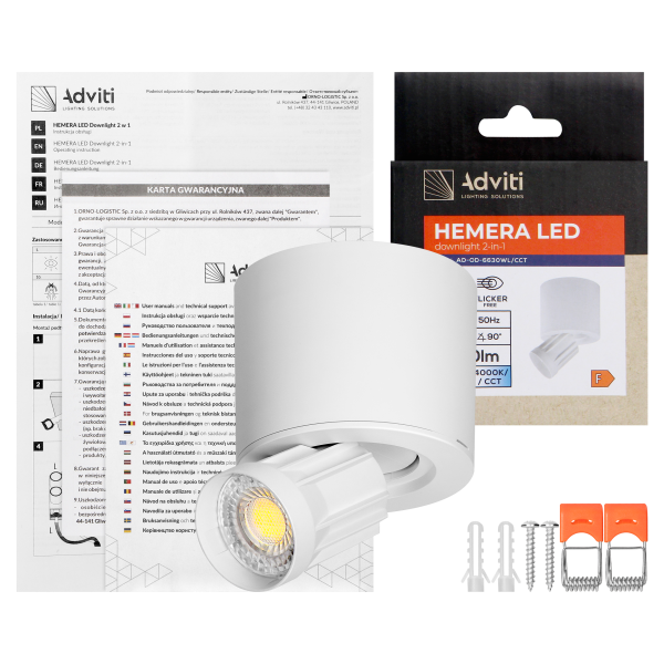 HEMERA LED Downlight 2-in-1,7 W, 650 lm, 3000/4000/6500 K, white