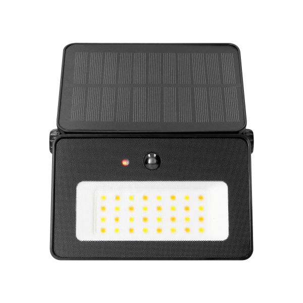 LUNERA LED 10 W, naświetlacz solarny z czujnikiem ruchu PIR, 700 lm, CCT, IP54, 2400 mAh, czarny