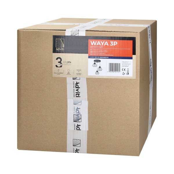 WAYA pendant lamp, max. power 3x18W, E27, black