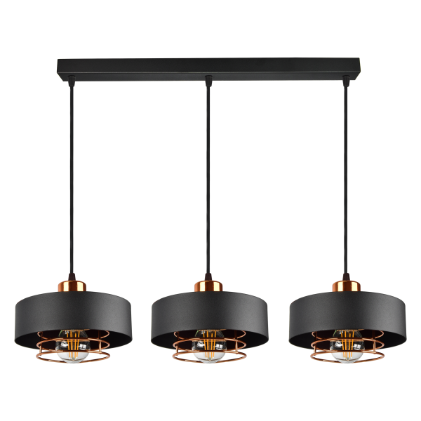CHIRO pendant lamp, max. power 3x60W, E27, black