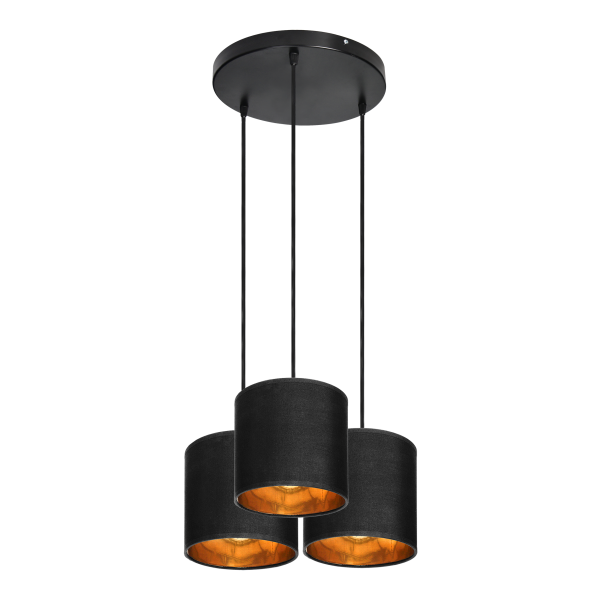 NEVA lampa wisząca, moc max. 3x60W, E27, czarna, podstawa okrągła