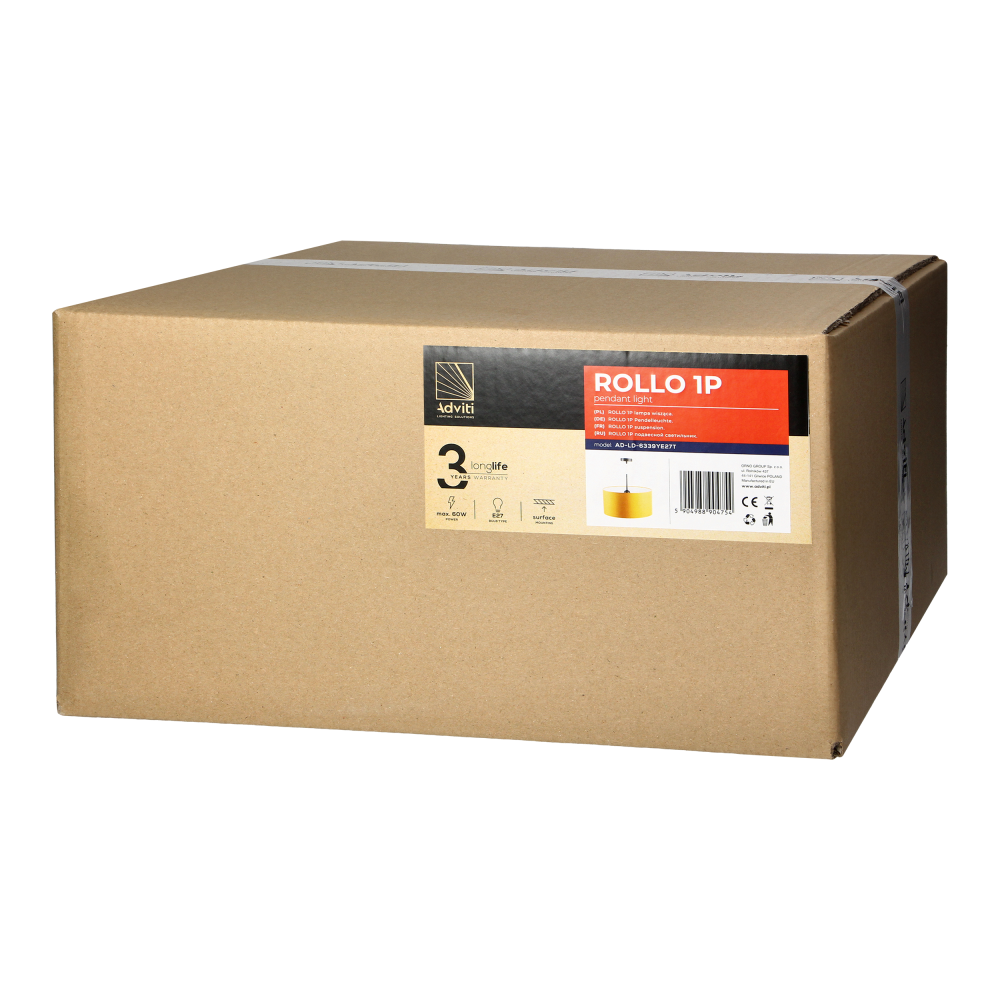 ROLLO pendant lamp, max. power 1x15W, E27, mustard yellow