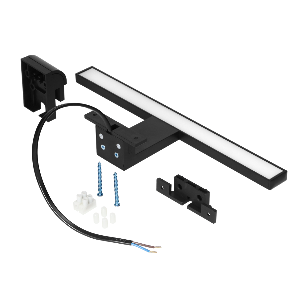 NORTES LED 5W, mirror lamp, 320lm, 4000K, 30 cm long, plastic, black