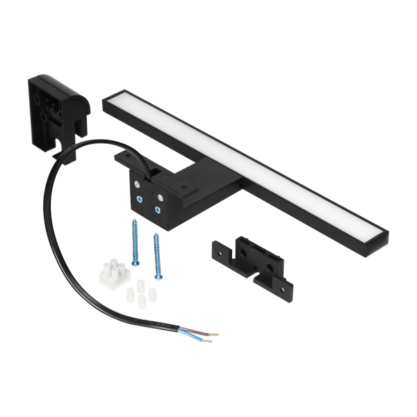 NORTES LED 5W, mirror lamp, 320lm, 4000K, 30 cm long, plastic, black