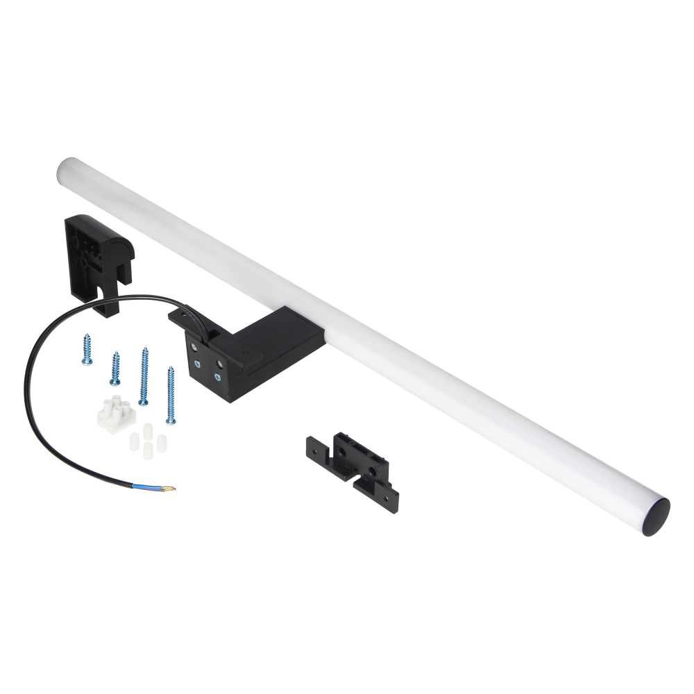 PEEGEL LED mirror lamp, 9W, 4000K, 60 cm long, plastic + acrylic, black