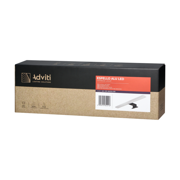 ESPELLO LED 6W, lampa nad lustro, 510lm, 4000K, dł. 40 cm, aluminium+akryl, czarna ESPELLO LED 6W, lampa nad lustro, 510lm, 4000K, dł. 40 cm, aluminium+akryl, czarna